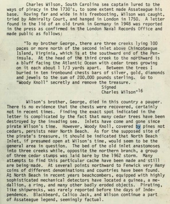 Charles Wilson Pirate Book Page Lost Treasure Legends in Maryland