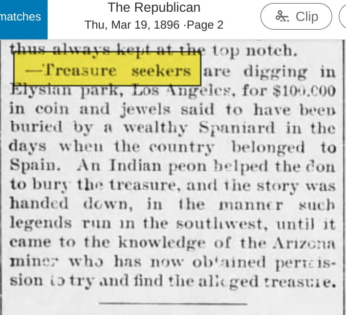 Elysian Park Article Lost Treasure Legends in California